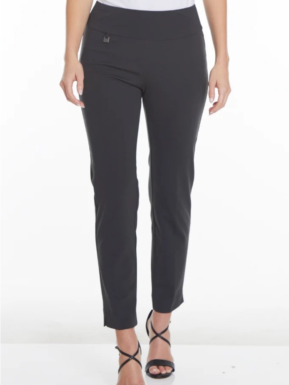 Slim Sation Women's Black Stretch Straight-Leg Pants 12